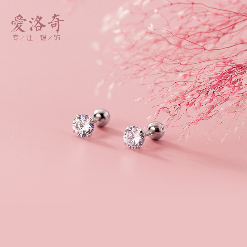 s925 sterling silver trendy rhinestone star earrings-2